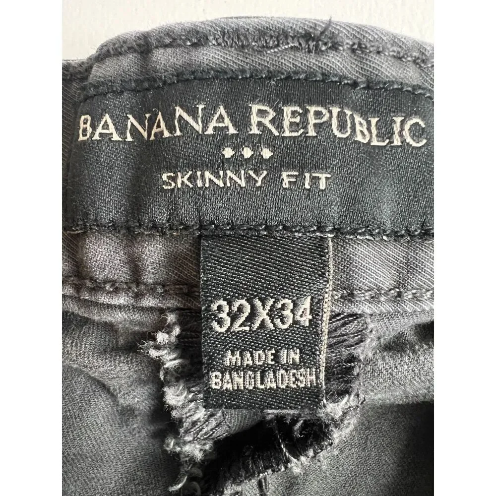 Banana Republic Men's Skinny Lived-In Chino Pants Flint Grey Size 32 x 34